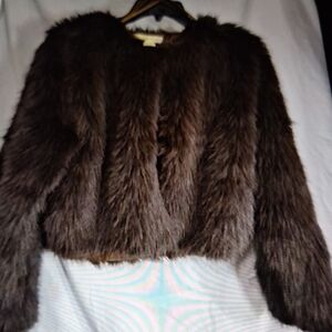 Chic Faux Fur Teddy Jacket in Rich Brown